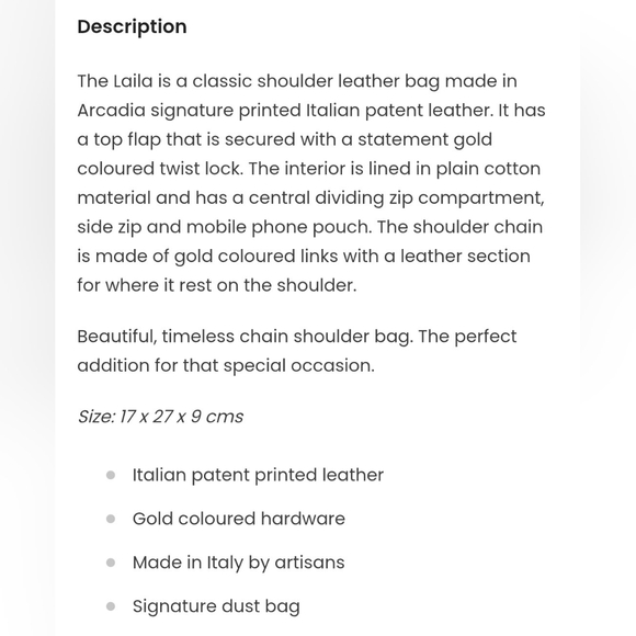 Arcadia Laila Blue Patent Leather Chain Shoulder/Crossbody Bag - Picture 9 of 10